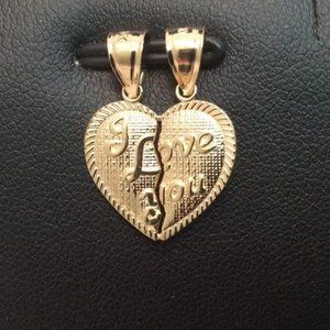 1.20 Grams Mens Ladies 10k Yellow Real Gold I love You Split Heart Charm Pendant